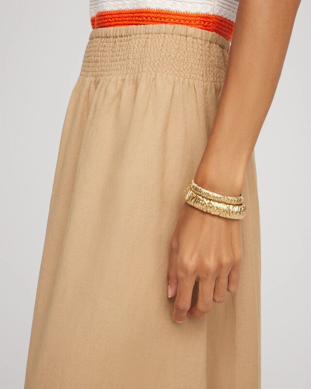 Smocked Pull-On Midi Skirt - image 4